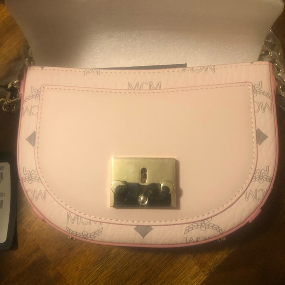 NWT $720 MCM Mini Patricia Round Crossbody Bag in Visetos in Powder Pink! - Picture 9 of 14
